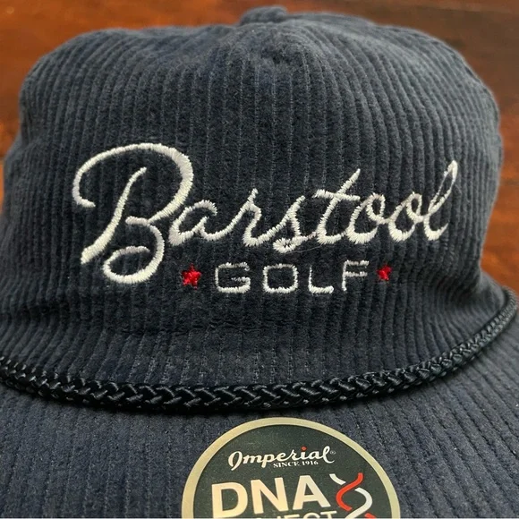 Blue Ribbed Corded Barstool Golf Adjustable Strap/Buckle Cap - Picture 1 of 11
